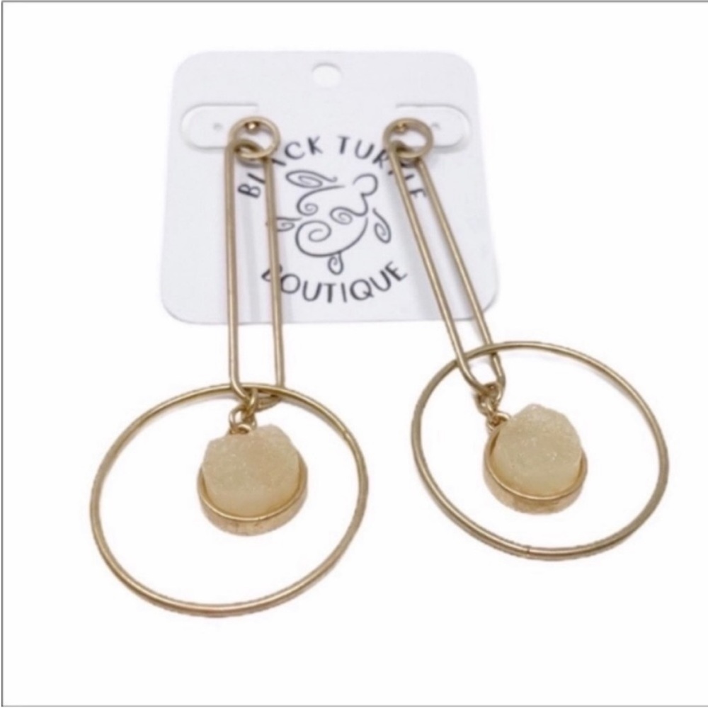 Gold Crystal Dangle Earrings Stud posts NEW